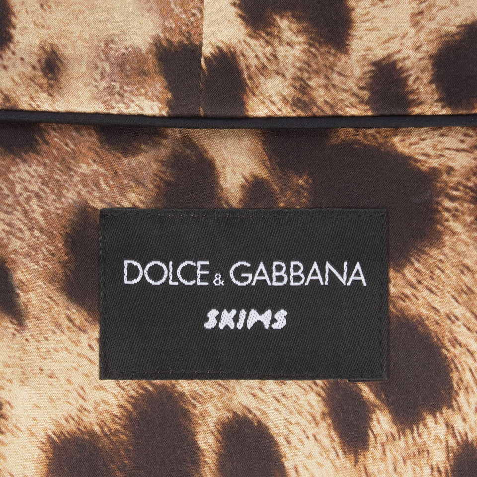 DOLCE&GABBANA X SKIMS SILK LONG ROBE | LEOPARD