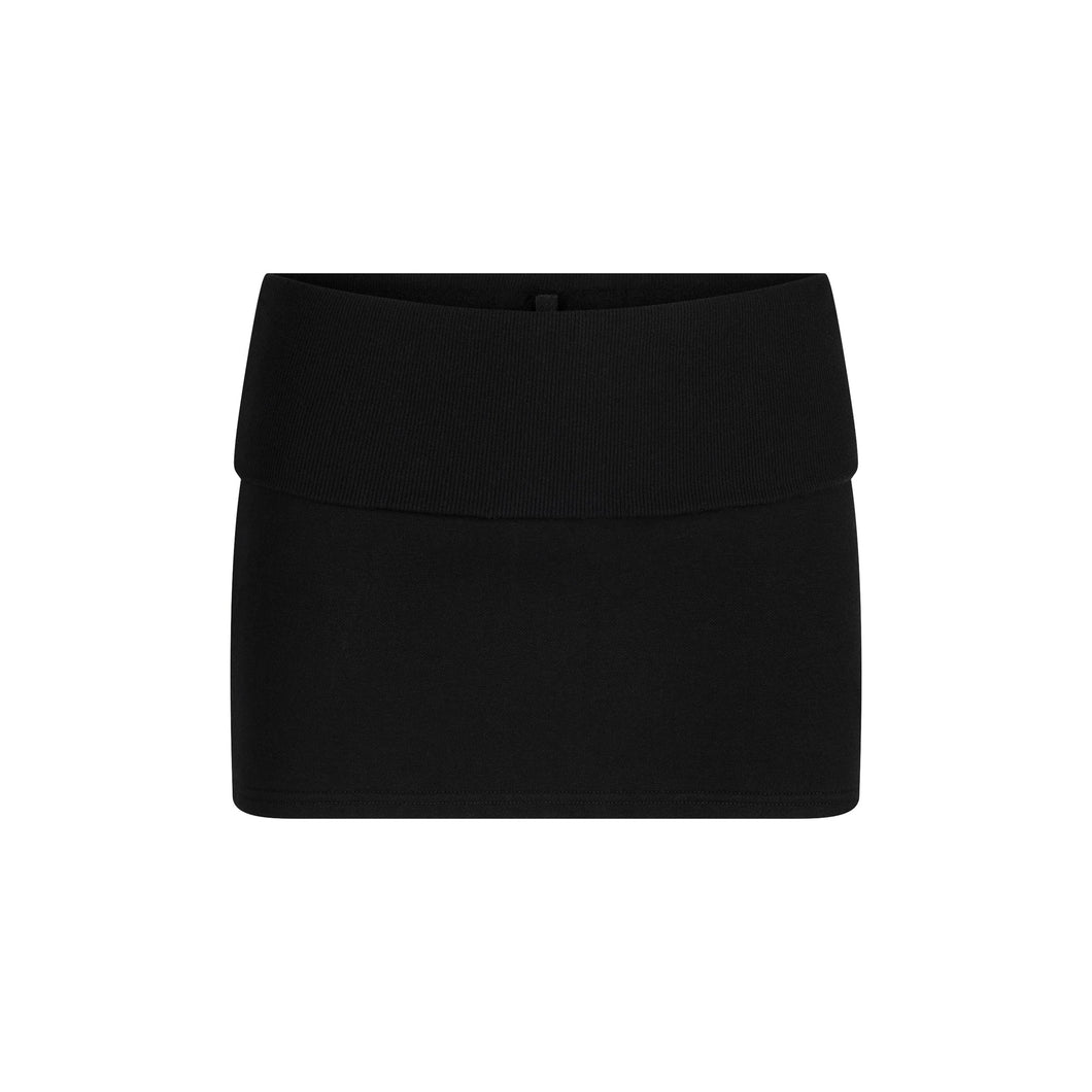 COTTON FLEECE FOLDOVER MINI SKIRT | ONYX