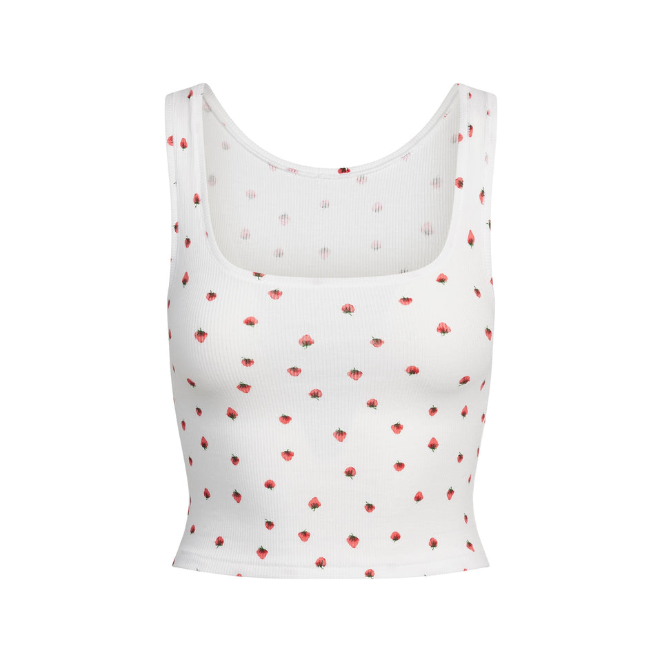 COTTON RIB TANK | SNOW STRAWBERRY PRINT