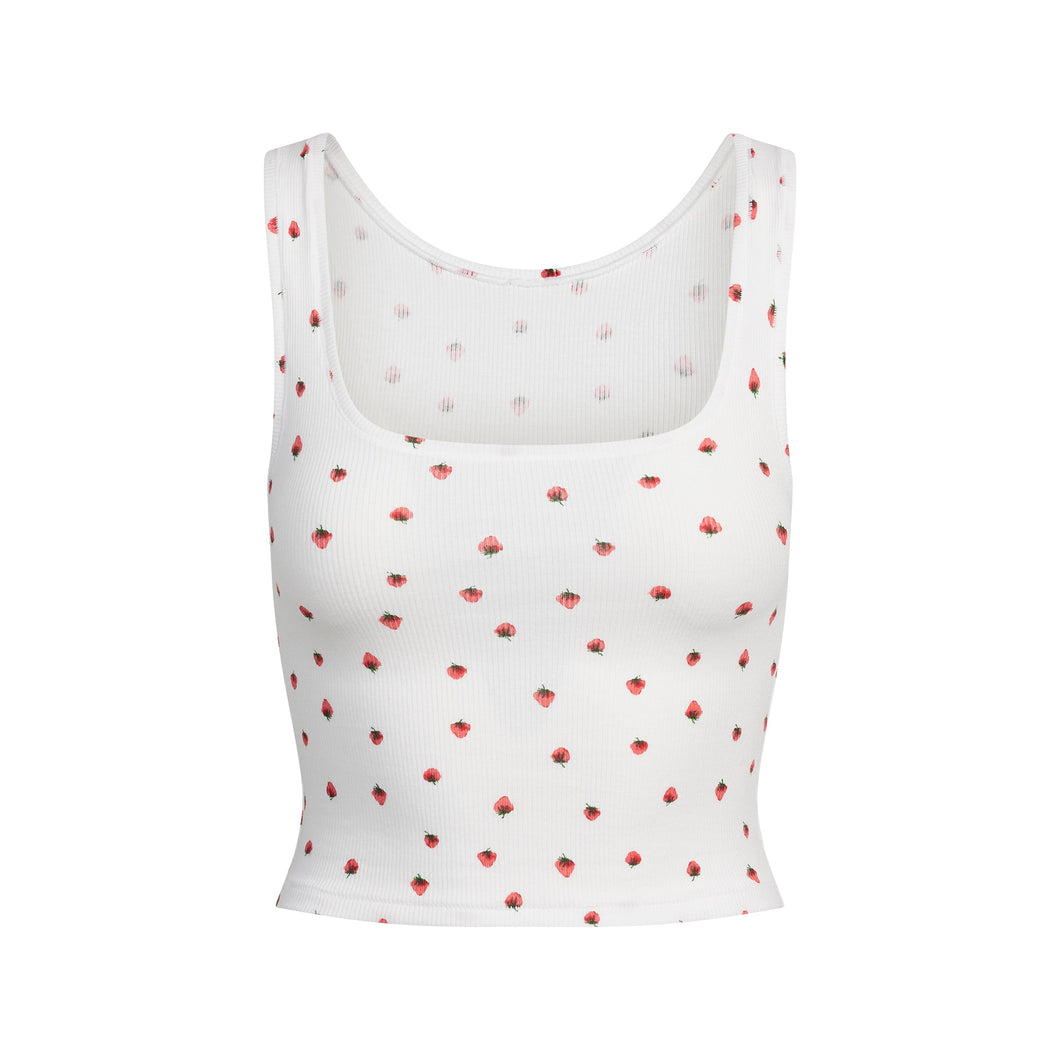COTTON RIB TANK | SNOW STRAWBERRY PRINT