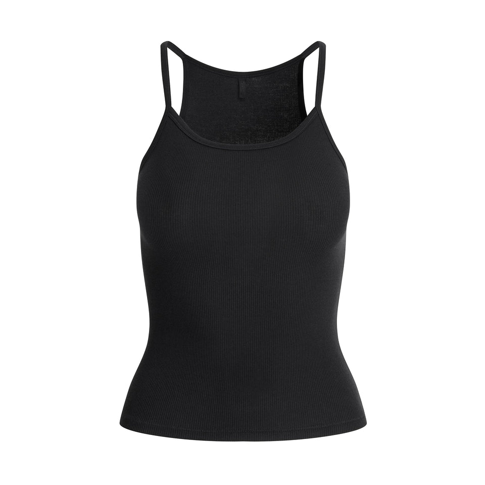 COTTON RIB LONG CAMI | SOOT