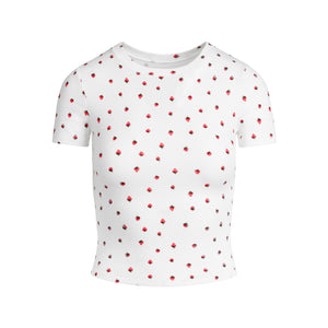 COTTON RIB T-SHIRT | SNOW STRAWBERRY PRINT