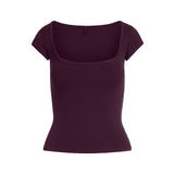 COTTON JERSEY SCOOP NECK T-SHIRT | CURRANT