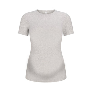 COTTON JERSEY MATERNITY T-SHIRT | LIGHT HEATHER GREY