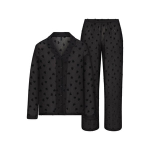 SHEER VELVET LONG SLEEP SET | ONYX