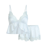 WOVEN SHINE LACE BABYDOLL AND SHORT SET | CLOUD