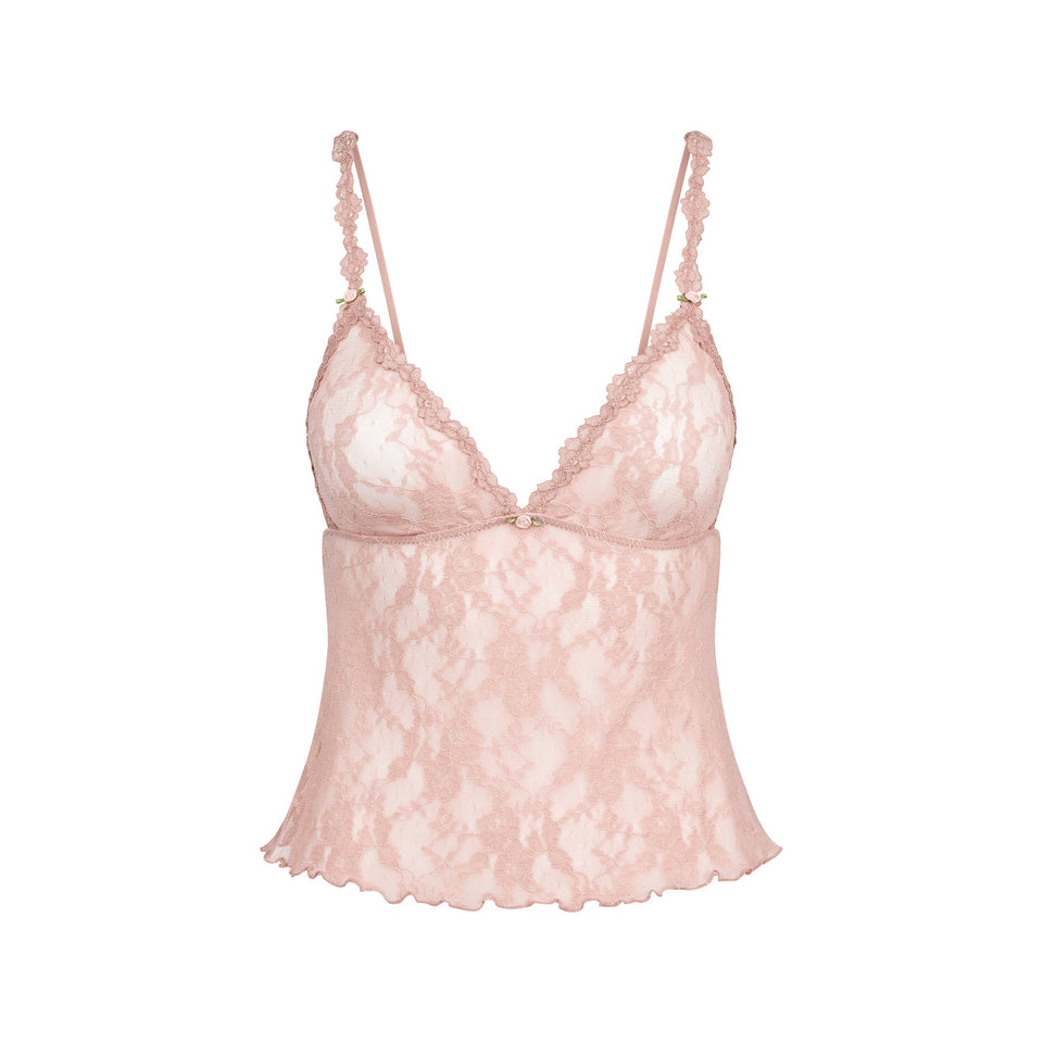 STRETCH LACE TRIANGLE CAMI AND SHORT SET | MORGANITE