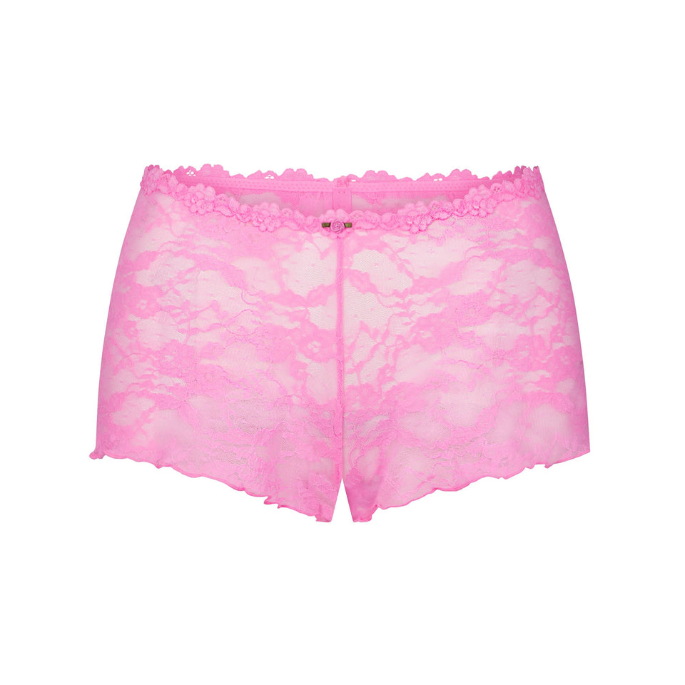 STRETCH LACE TRIANGLE CAMI AND SHORT SET | SUGAR PINK