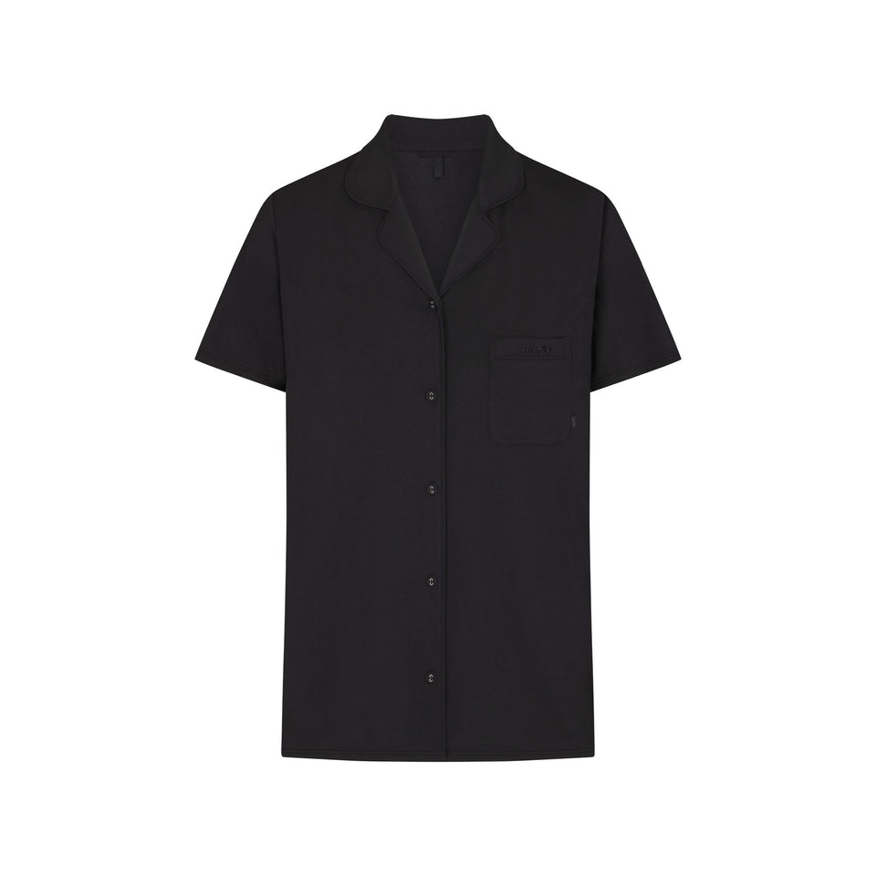 SKIMS SLEEP SHORT SLEEVE BUTTON UP SET | ONYX