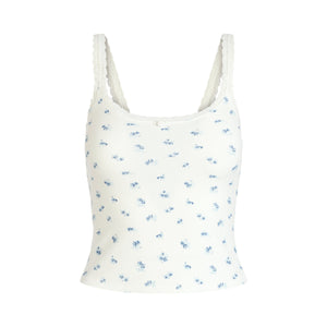 SOFT LOUNGE LACE CAMI AND SHORT SET | BLUE GARDEN PRINT