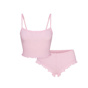 LOGO POINTELLE CROPPED CAMI SET | CHERRY BLOSSOM
