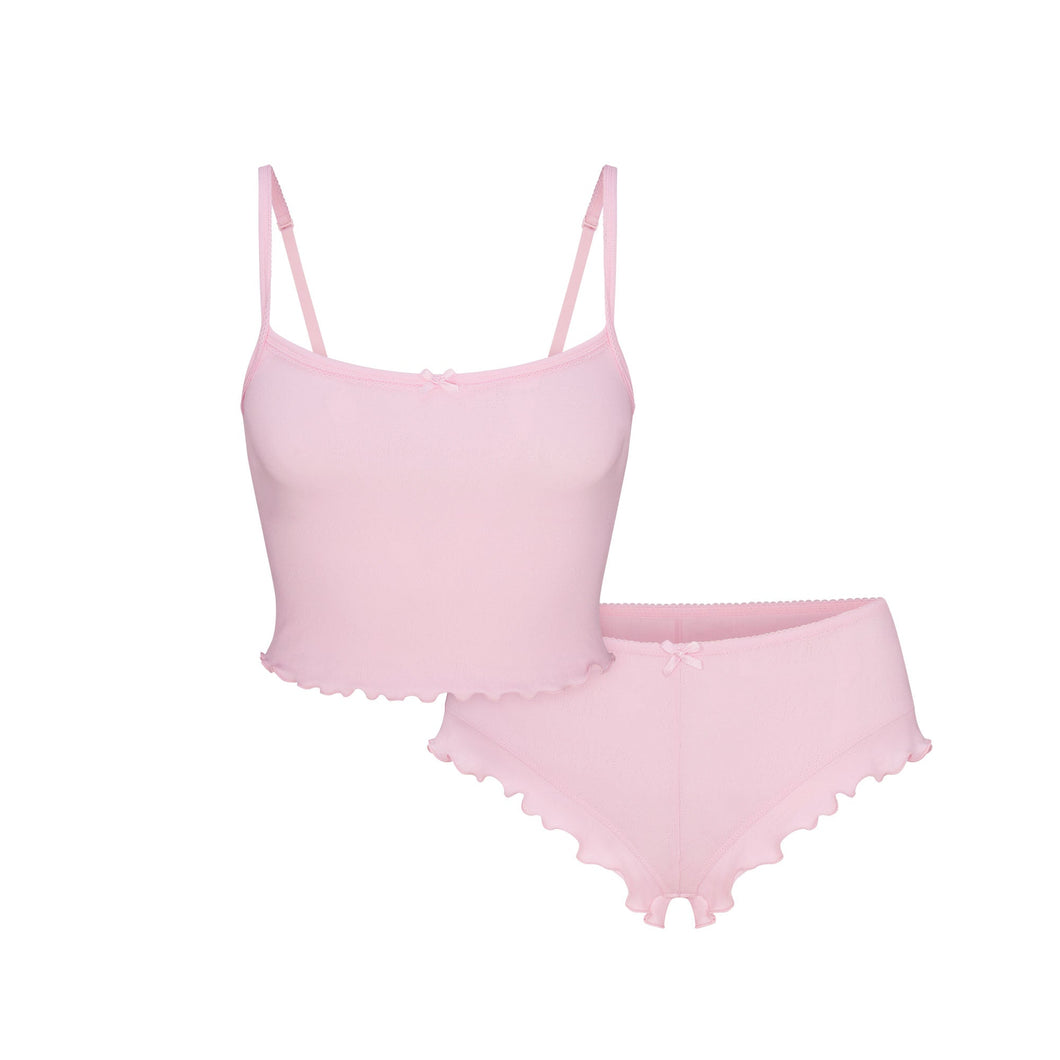 LOGO POINTELLE CROPPED CAMI SET | CHERRY BLOSSOM