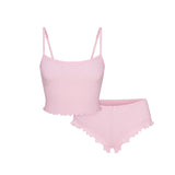 LOGO POINTELLE CROPPED CAMI SET | CHERRY BLOSSOM