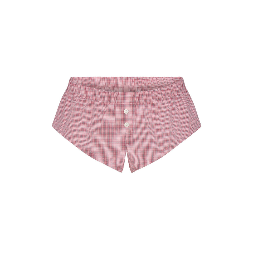 COTTON POPLIN MICRO SHORT SLEEP SET | BERRY CHECK