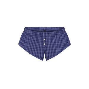 COTTON POPLIN MICRO SHORT SLEEP SET | NAVY CHECK
