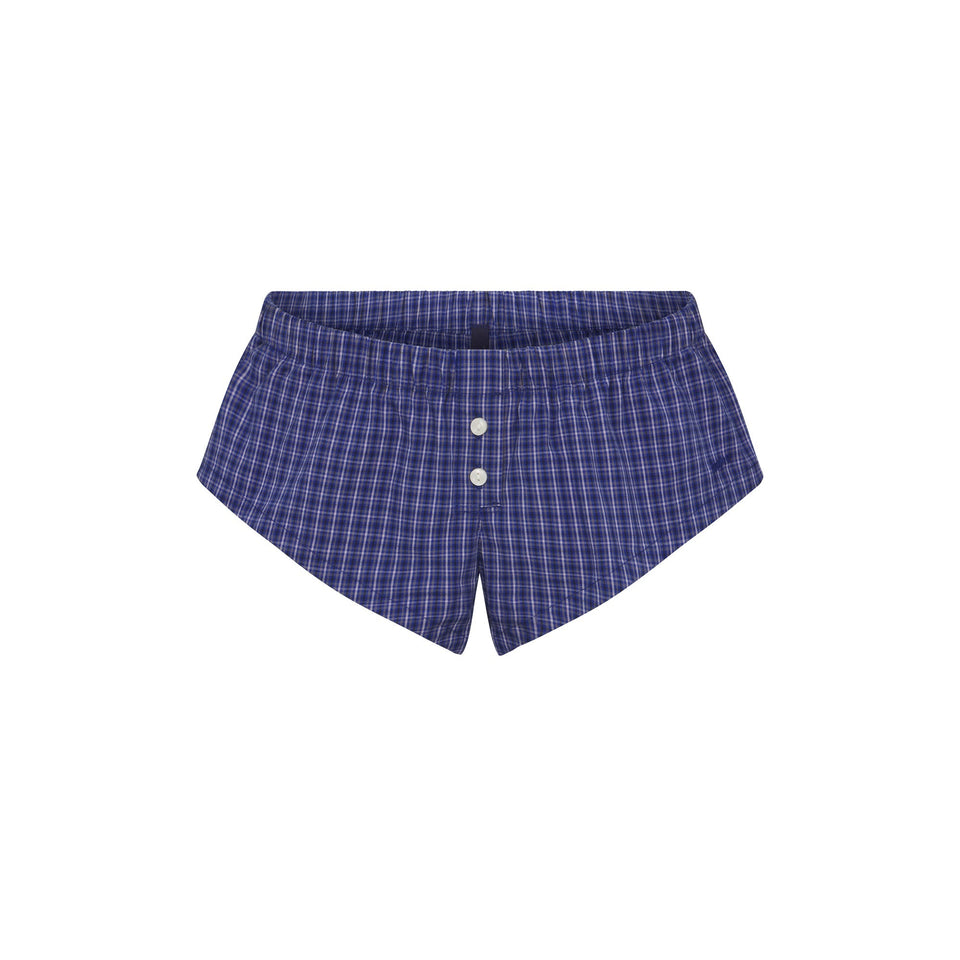 COTTON POPLIN MICRO SHORT SLEEP SET | NAVY CHECK