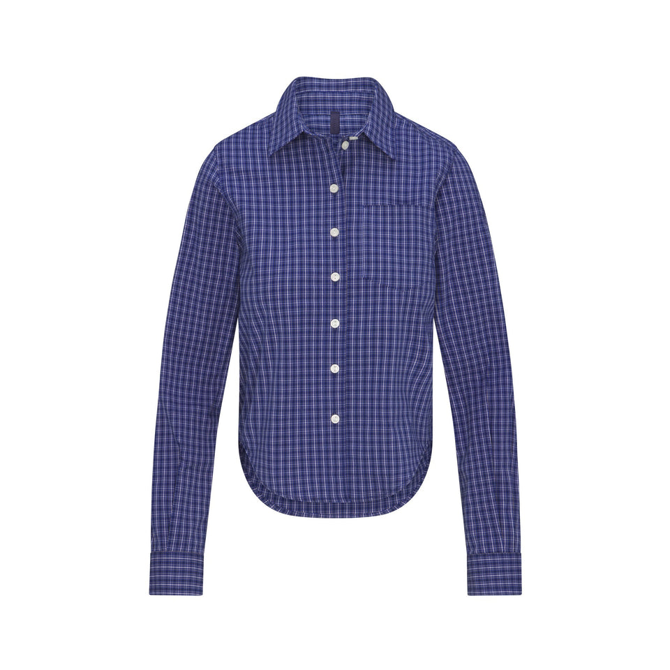 COTTON POPLIN MICRO SHORT SLEEP SET | NAVY CHECK