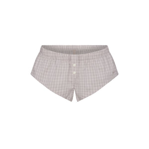 COTTON POPLIN MICRO SHORT SLEEP SET | SILVER CHECK