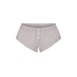 COTTON POPLIN MICRO SHORT SLEEP SET | SILVER CHECK
