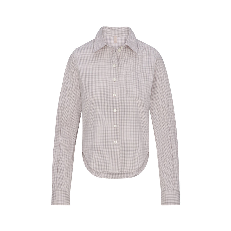 COTTON POPLIN MICRO SHORT SLEEP SET | SILVER CHECK