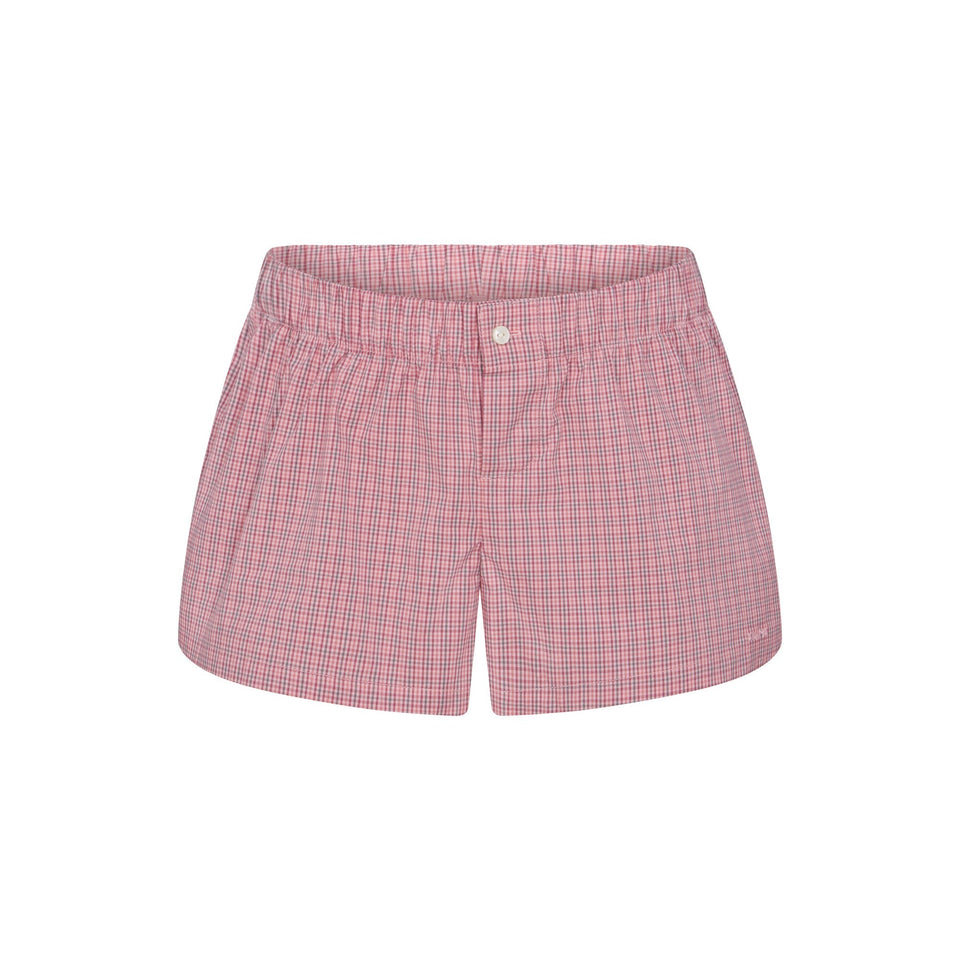COTTON POPLIN BOXER SLEEP SET | BERRY CHECK