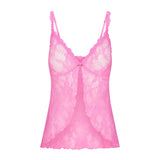 STRETCH LACE BABYDOLL TOP | SUGAR PINK