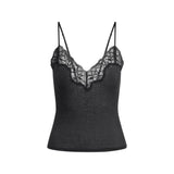 SHEER RIB LACE CAMI | SOOT