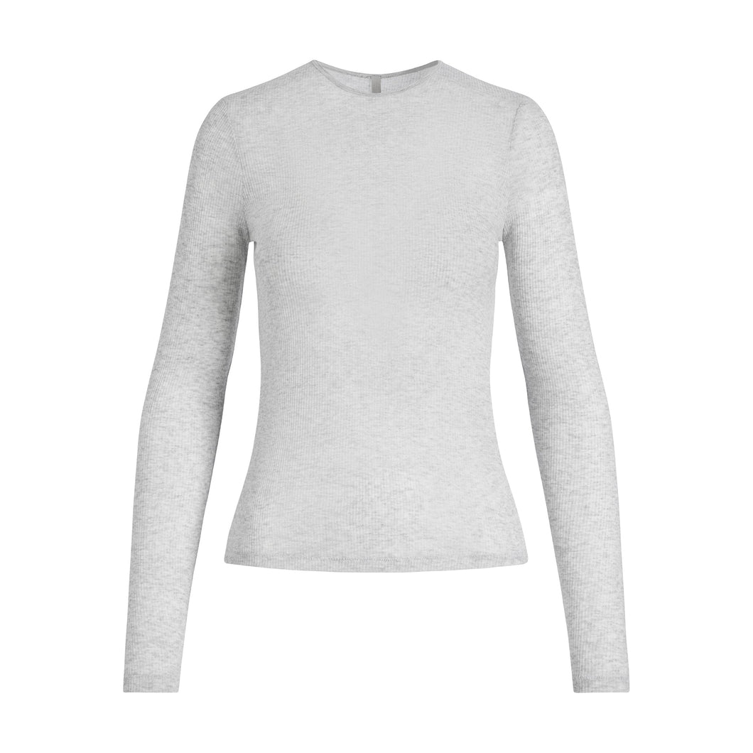 SHEER RIB LONG SLEEVE T-SHIRT | LIGHT HEATHER GREY