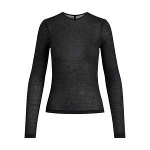 SHEER RIB LONG SLEEVE T-SHIRT | SOOT