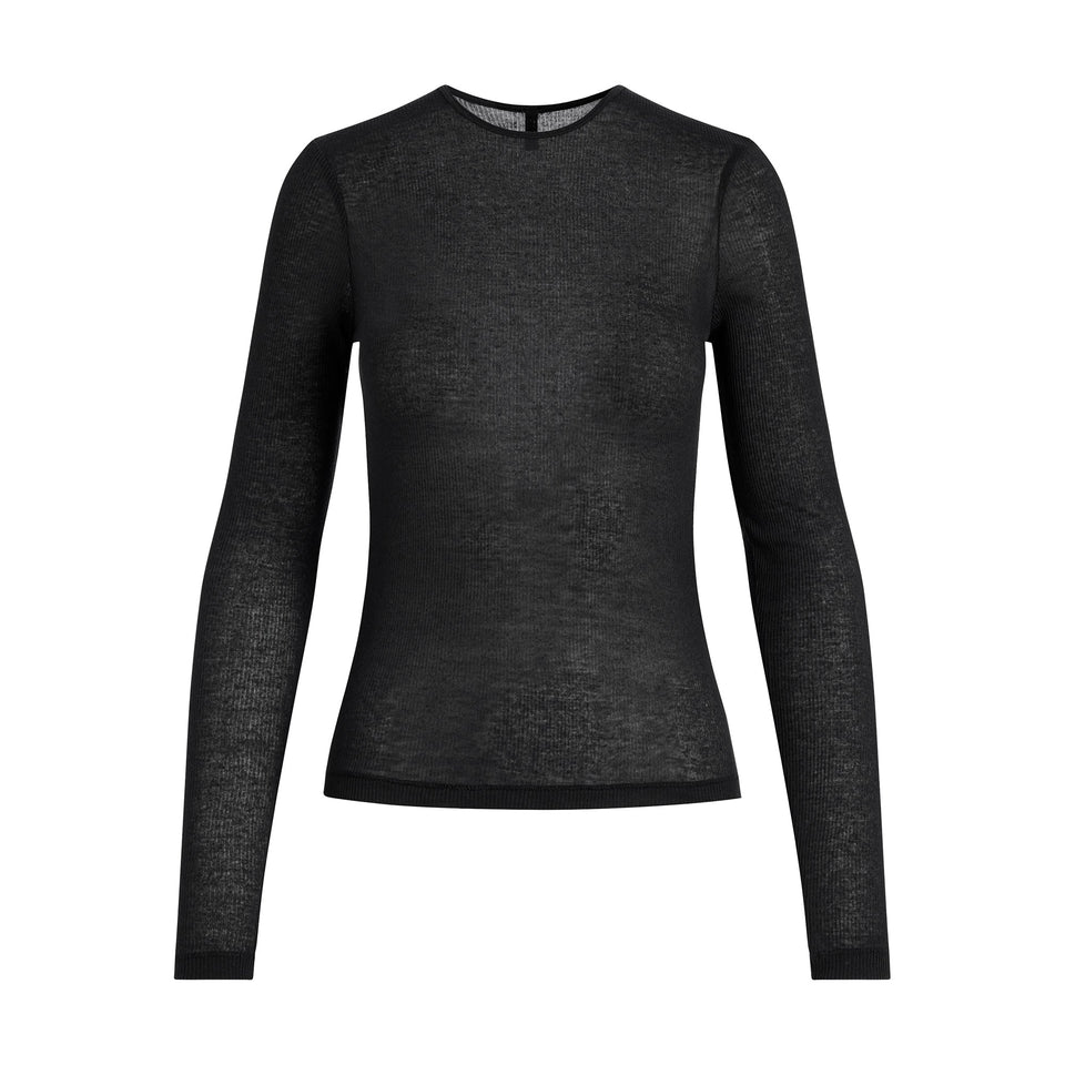 SHEER RIB LONG SLEEVE T-SHIRT | SOOT
