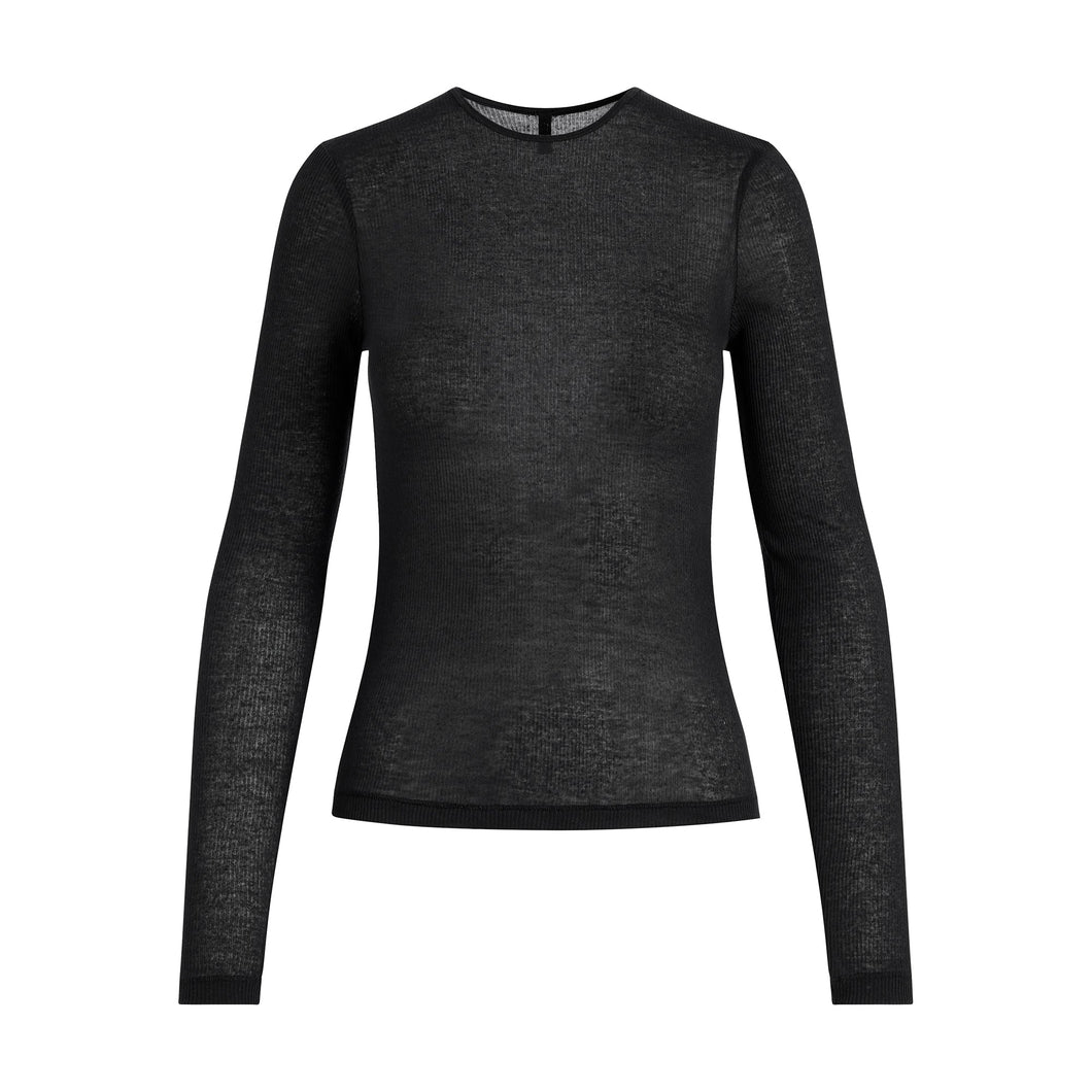 SHEER RIB LONG SLEEVE T-SHIRT | SOOT