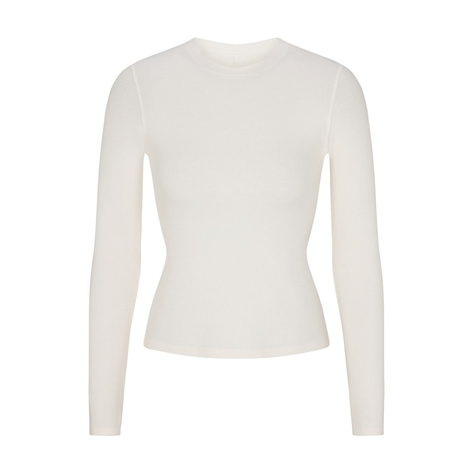 COTTON RIB LONG SLEEVE T-SHIRT | MARBLE