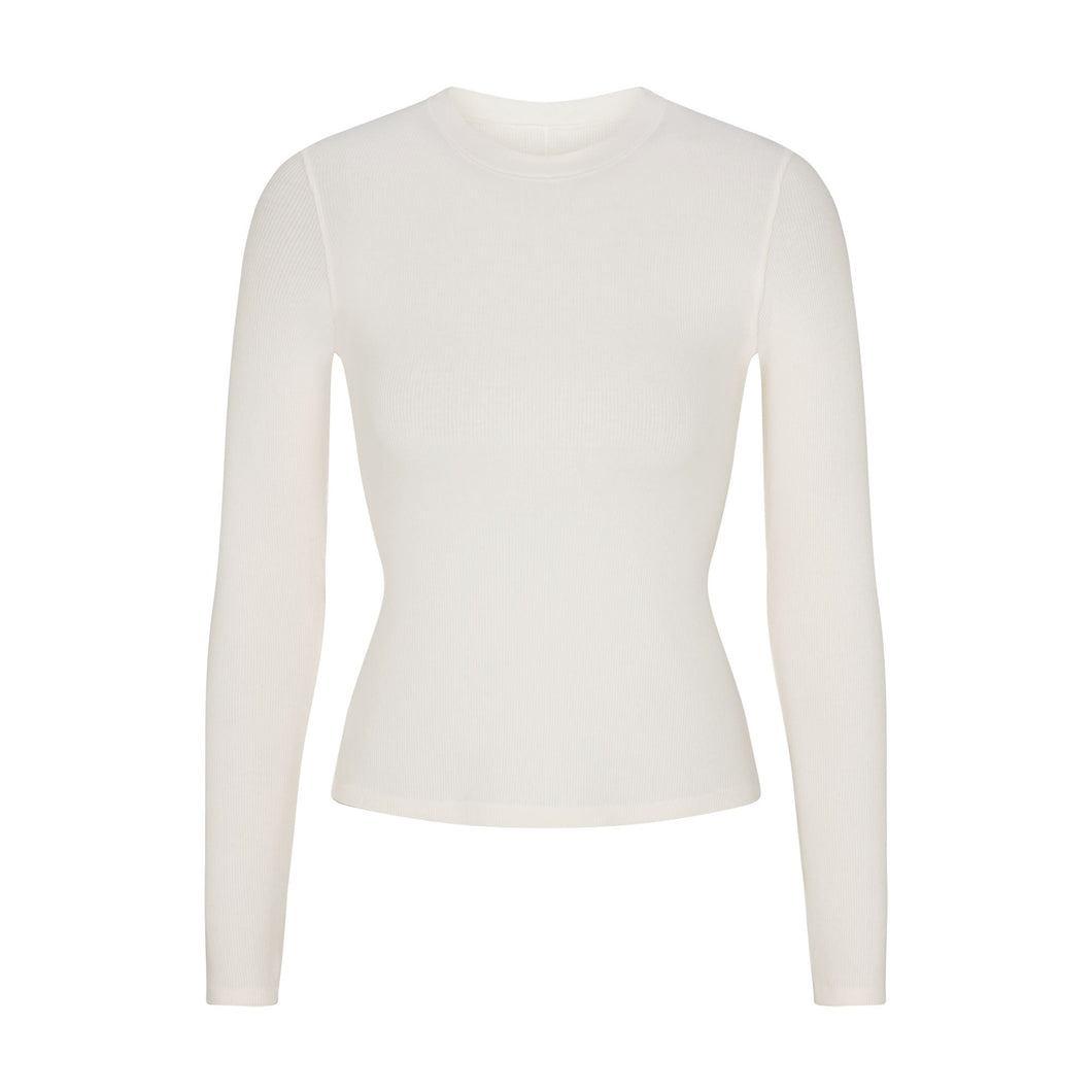 COTTON RIB LONG SLEEVE T-SHIRT | MARBLE