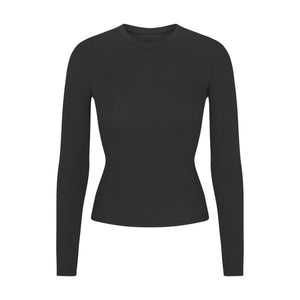COTTON RIB LONG SLEEVE T-SHIRT | SOOT