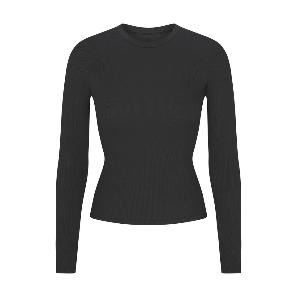 COTTON RIB LONG SLEEVE T-SHIRT | SOOT