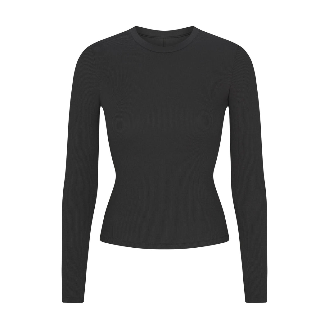 COTTON RIB LONG SLEEVE T-SHIRT | SOOT