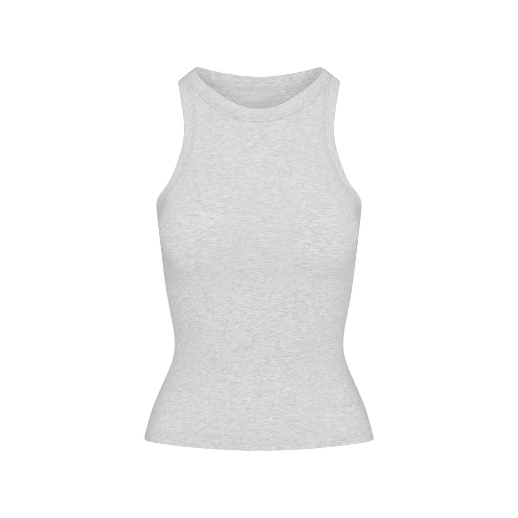 COTTON JERSEY CREW NECK TANK | LIGHT HEATHER GREY