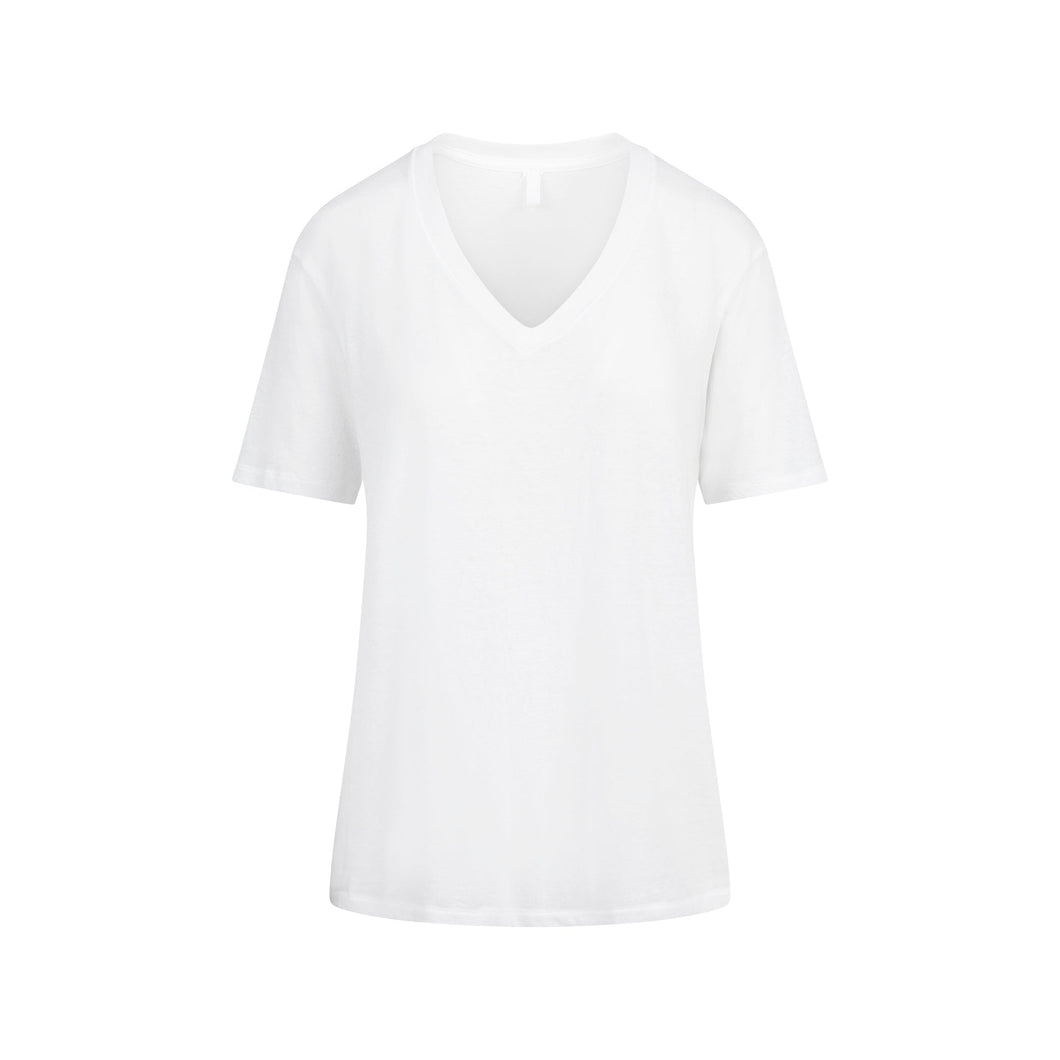 SHEER JERSEY V-NECK T-SHIRT | SNOW
