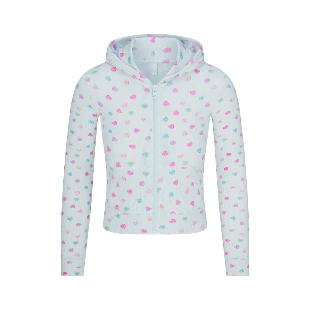 SOFT LOUNGE ZIP UP HOODIE | CLOUD CANDY HEART PRINT
