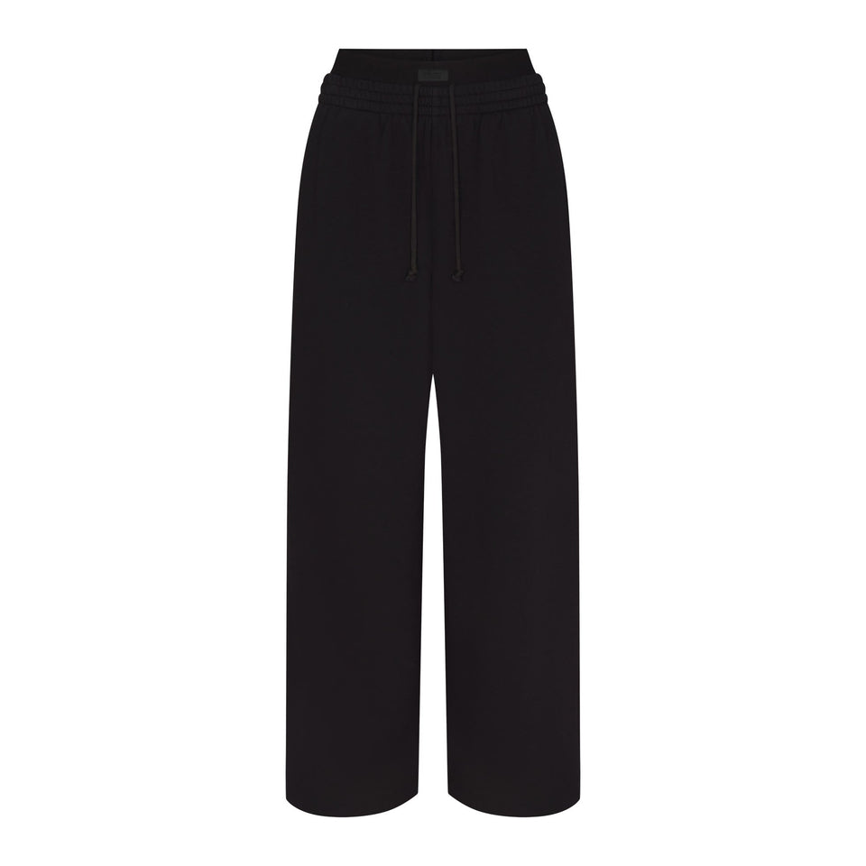 COTTON FLEECE OVERSIZED DOUBLE WAISTBAND PANT | ONYX