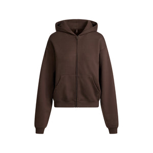 COTTON FLEECE CLASSIC ZIP UP HOODIE | DARK SEPIA