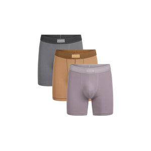 SKIMS COTTON MENS 5" BOXER BRIEF 3-PACK | RUSSET MULTI