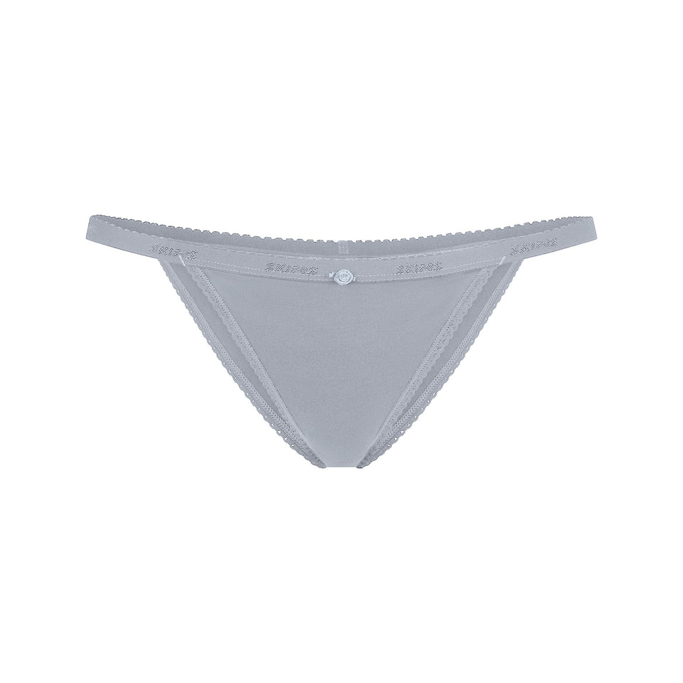 LIGHTWEIGHT COTTON LOGO PICOT STRING BIKINI | PEARL TONAL