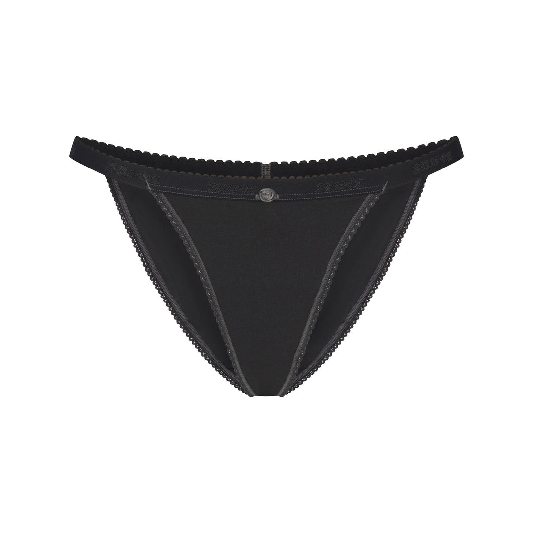 LIGHTWEIGHT COTTON LOGO PICOT STRING BIKINI | SOOT