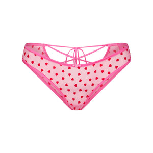 NOVELTY INTIMATES LACE UP BIKINI | PINK HEART PRINT