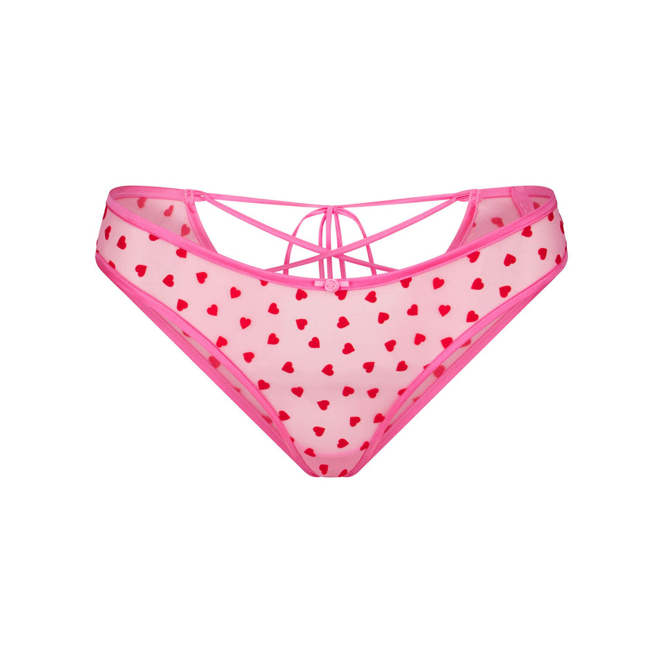 NOVELTY INTIMATES LACE UP BIKINI | PINK HEART PRINT