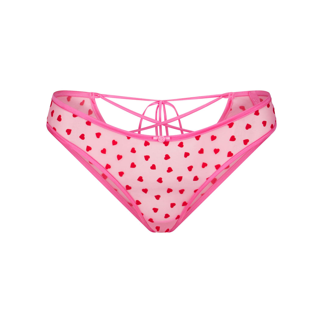 NOVELTY INTIMATES LACE UP BIKINI | PINK HEART PRINT