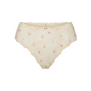STRETCH LACE BRIEF | BUTTER ROSEBUD PRINT