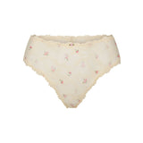 STRETCH LACE BRIEF | BUTTER ROSEBUD PRINT