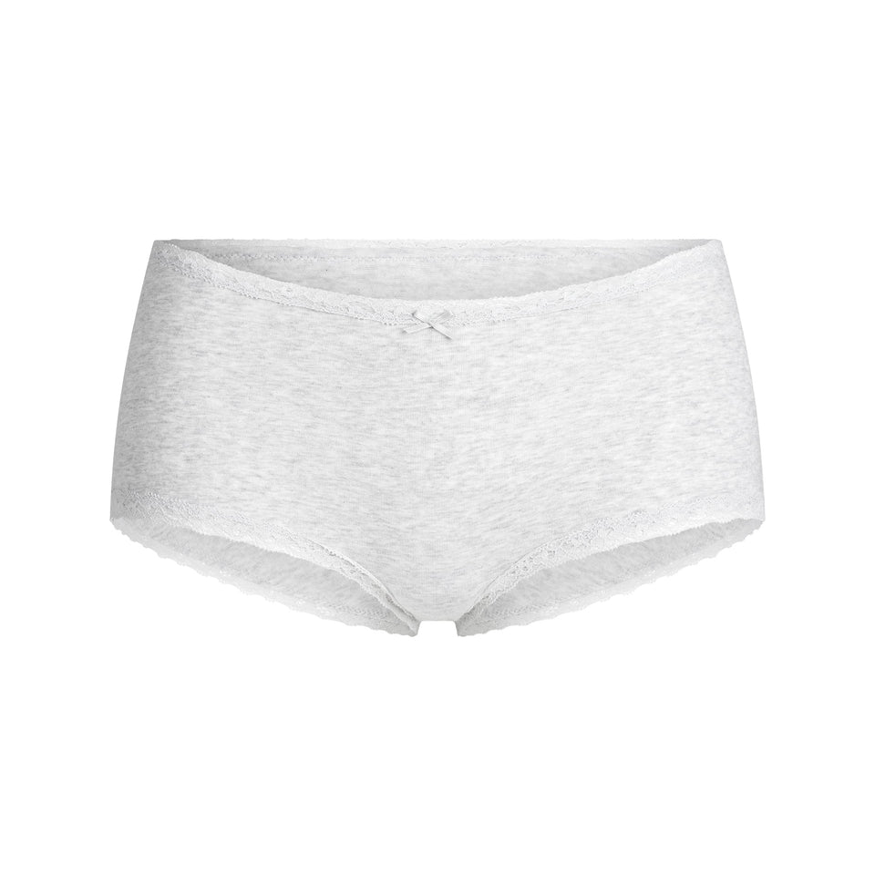 LIGHTWEIGHT COTTON LACE BOY SHORT | LIGHT HEATHER GREY